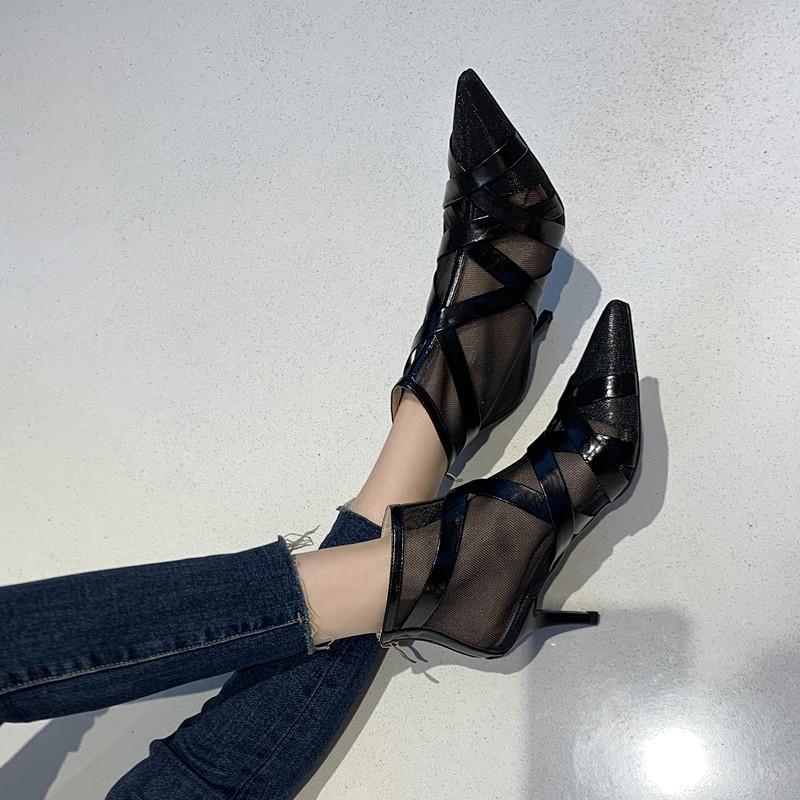 2024 Nové Dámské Boty Pravá Kůže Módní Tenké Podpatky Lodičky Špičatá Špička Zip Vysoký Podpatek Dámská Obuv Meruňková Jaro 33-40