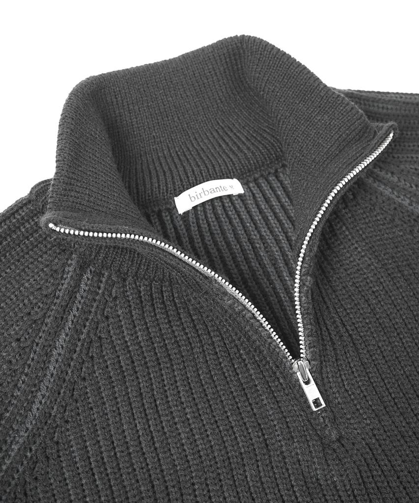 BIRBANTE Multi-Blend Half Zip Knit - Charcoal/Grey
