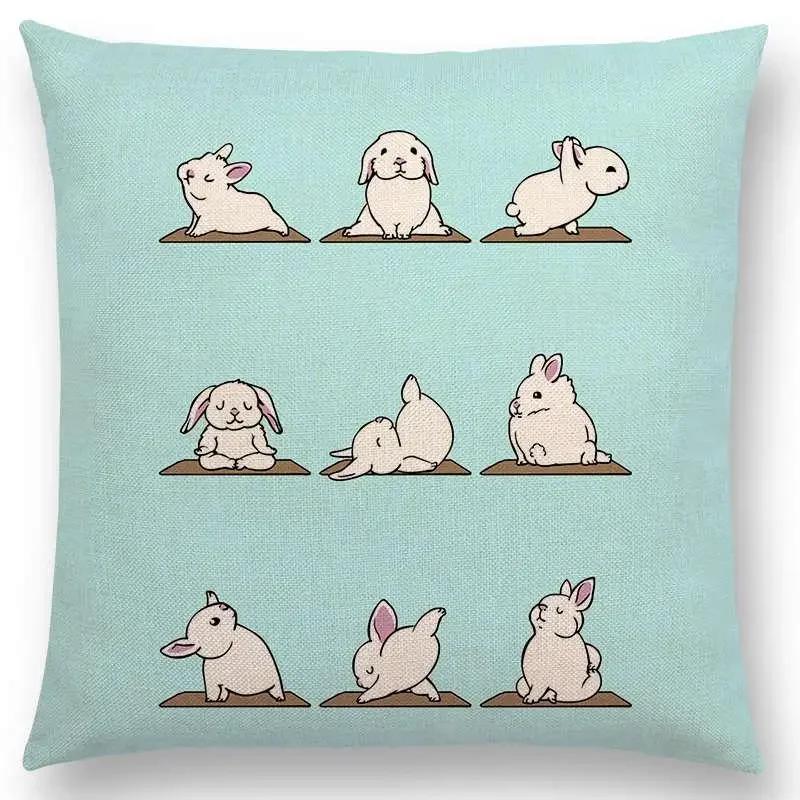 Mais Novos Animais Yoga Estampas de Desenho Animado Engraçadas Capa de Almofada Alpaca Coelho Dachshund Bull Terrier Hipopótamo Cães Panda Capa de Almofada para Sofá