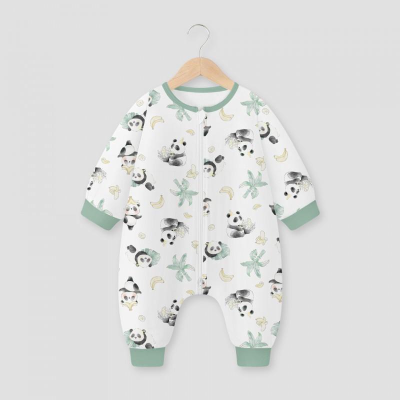 Baby Cotton Sleepsuit With Legs Separated Warm Pajamas Toddlers Fall Winter Unisex Home Wear
