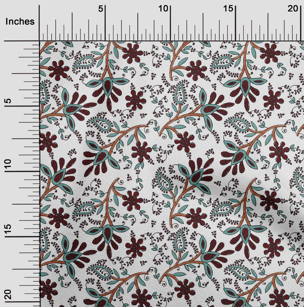 oneOone Bavlna Flex Fabric Listy & Floral Block Print Fabric By Yard 40 Inch