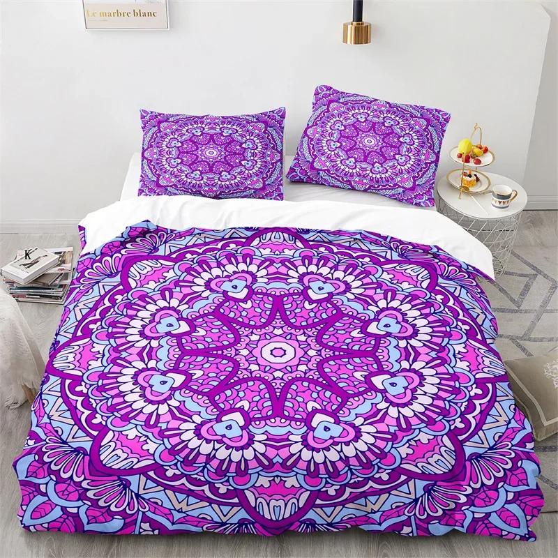 Psychedelic Mandala Duvet Cover Microfiber Bohemian Floral Bedding Set Twin Queen King For Kids Teen Boho Floral Comforter Cover