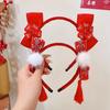 Red Hairband Red Bow Headband Tassel Chinese Style Headdress New Year Hair Band  New Year Dress Up