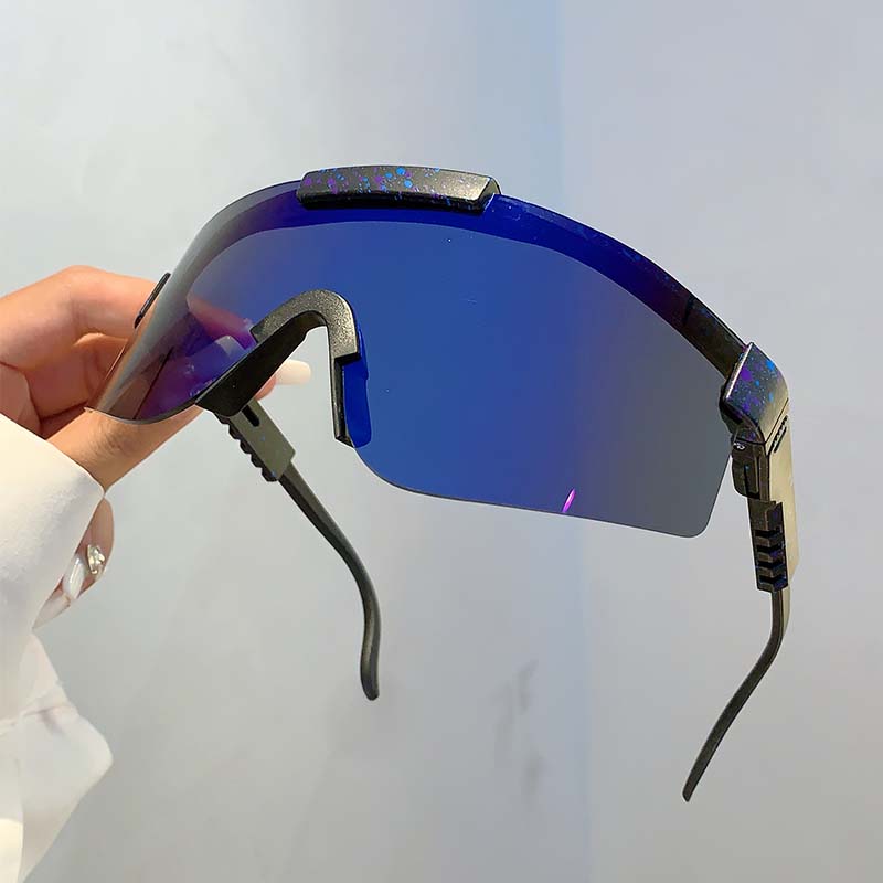 Oversized Sports Sun Glasses  Wrapped Round Mirror Outdoor Cycling Goggle Trendy Futuristic Punk Sunglasses for Men