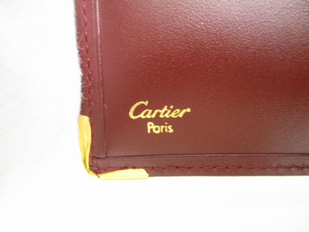 Authentic Cartier Must de Cartier Bordeaux Leather Flap Bill Wallet #a773  Refurbished