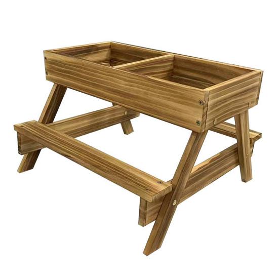 Yousheng Wooden Chicken Feeder No Waste Chicken Picnic Table Handmade Duck And Squirrel Feeder for Henhouse Backyard Garden