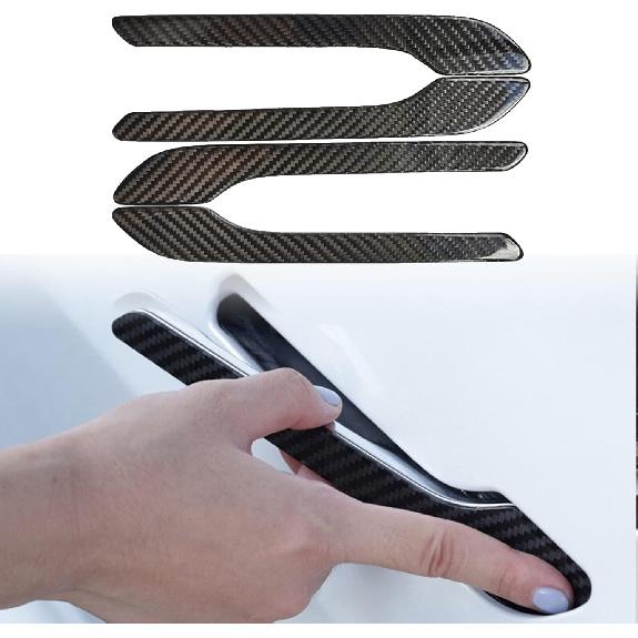 YHCDSEA Model 3 Y Carbon Fiber Door Handle Decorative Protection Cover 4 Pcs/Set Compatible Tesla Model 3 Y Accessories (Red Carbon Fiber) Black Carbon Fiber