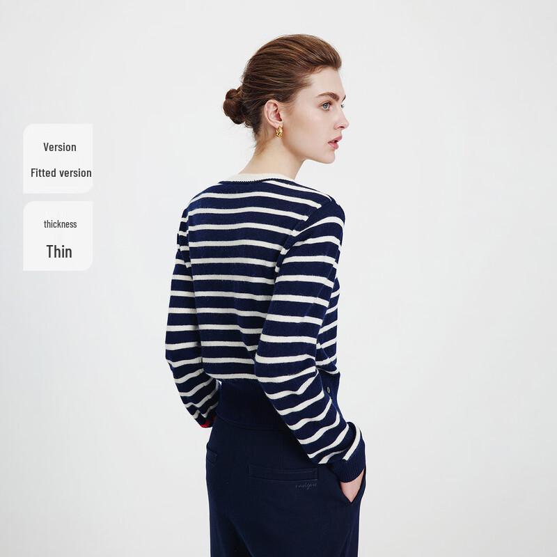 Navigare Women's Striped 100% Wool Knit Sweater