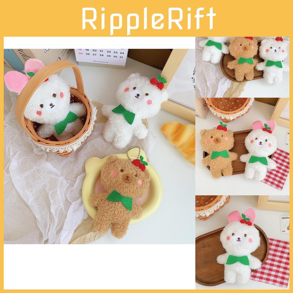 Adorable Plush Bear Rabbit Keychain For Kids Soft Coral Fleece Stuffed Animal