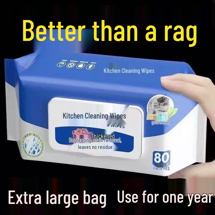 Large Thickened Kitchen Wipes: Strong Oil & Stain Removal, Disposable Wet Wipes for Range Hoods & Stoves