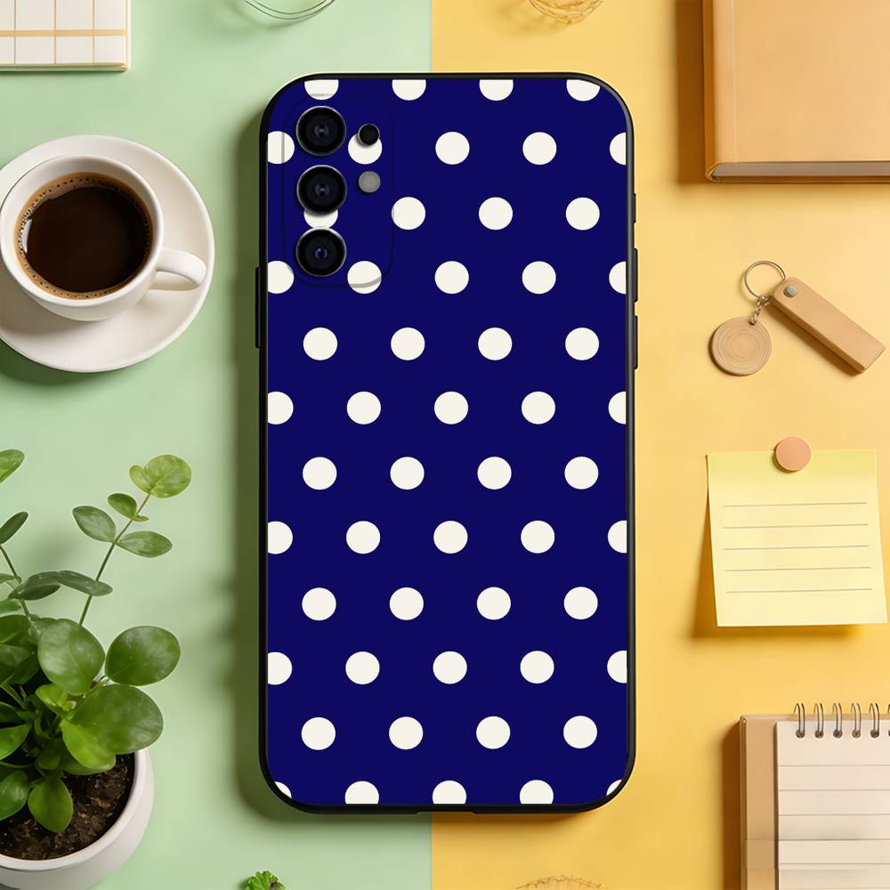 Classic Polka Dot Pattern Phone Case Black Silicone Soft For Samsung S25,S24,S21,S22,S23,S30,Ultra,S20,Plus,Fe,Lite