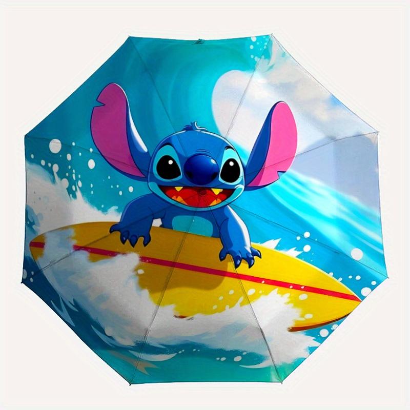 1pc Stitch Surfing Automatic Open/close, All-Season Portable Folding Umbrella, Perfect Gift for Friends  y250807035