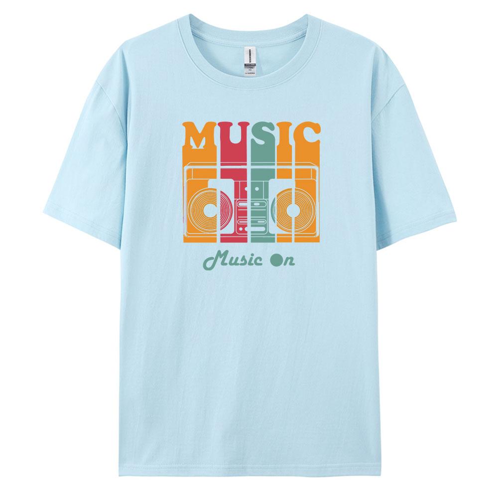 Music Mens Casual Shortsleeved Tshirt with 100 Cotton Fashion print Tees oversize