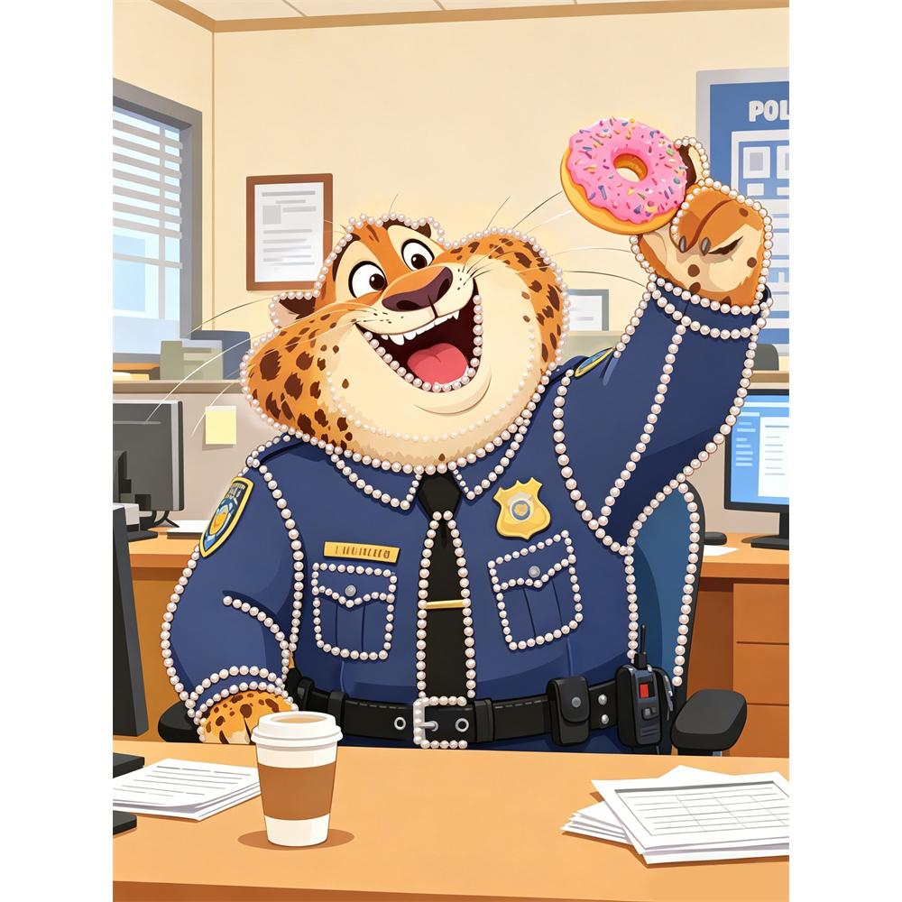 

Disney DIY Pearl Painting Zootopia Police Officer Decorative Painting Creative Ornaments Friends Gifts Desktop Furnishings Home Decoration 30x40