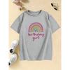 Fashion Rainbow Love Birthday Girl Gothic T Shirts Manga Kids Children's T-shirt Girls Summer Spring Casual Top Tee