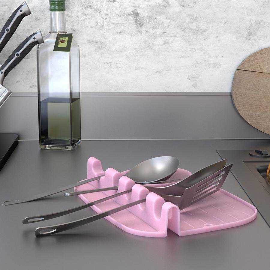 Creative Home Upgrade Silicone Spoon Rest Kitchen Utensil Holder Chopsticks Ladle Soup Spoon Rack Dish Drying Mat