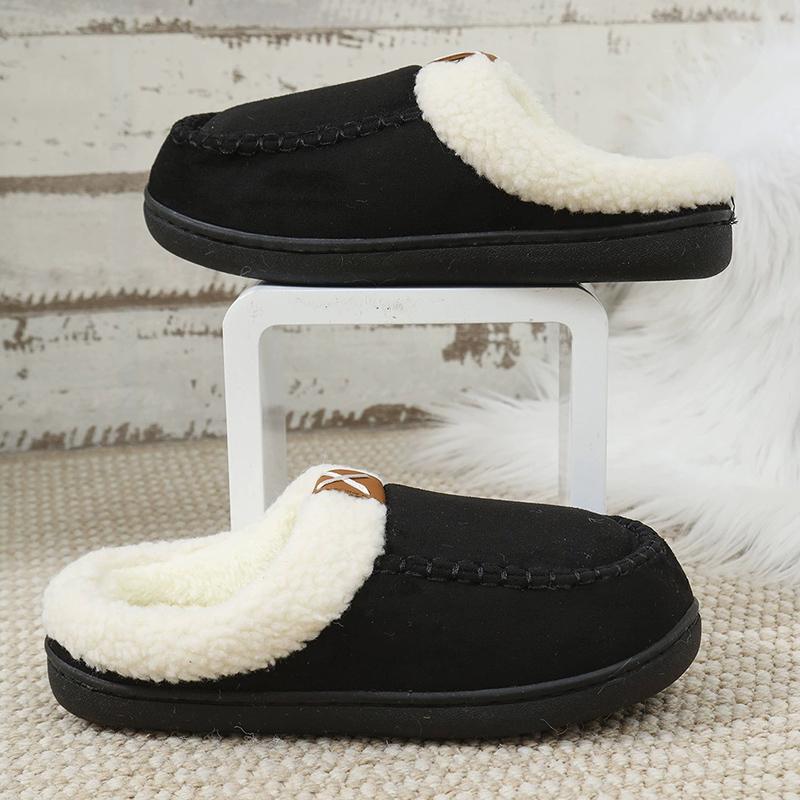 Fashion Fashion Mix Color Plush Slippers Women Comfortable Faux Suede Cotton Slippers Woman 2025 Slip On Non Slip Cotton Slides Female