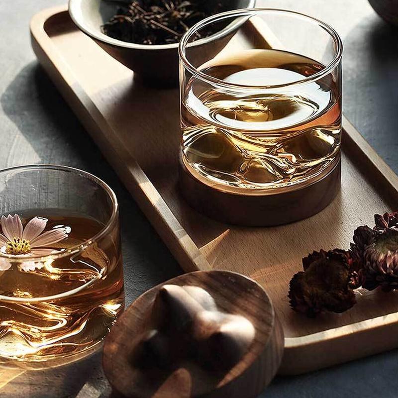Küchen-Whiskyglas Berg Holz transparentes Glas Whiskybecher Wodka Bar Club Bogato | Biergläser