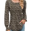 Women's Solid Color Casual Bubble Sleeves, Drawstring Round Neck Long Sleeved Top