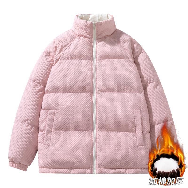 

Winter Warm Thickened Bread Clothes Couple Young Handsome Cotton-padded Clothes Cotton Clothes Solid Color Stand-up Collar Versatile Jacket Tide S
