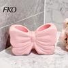 Sweet Style Bathroom Decor 3D Printed Bow Toothbrush Holder, Adhesive Cup with Dual Holes for Counter Organizer & Toothpaste, Cute Decor,