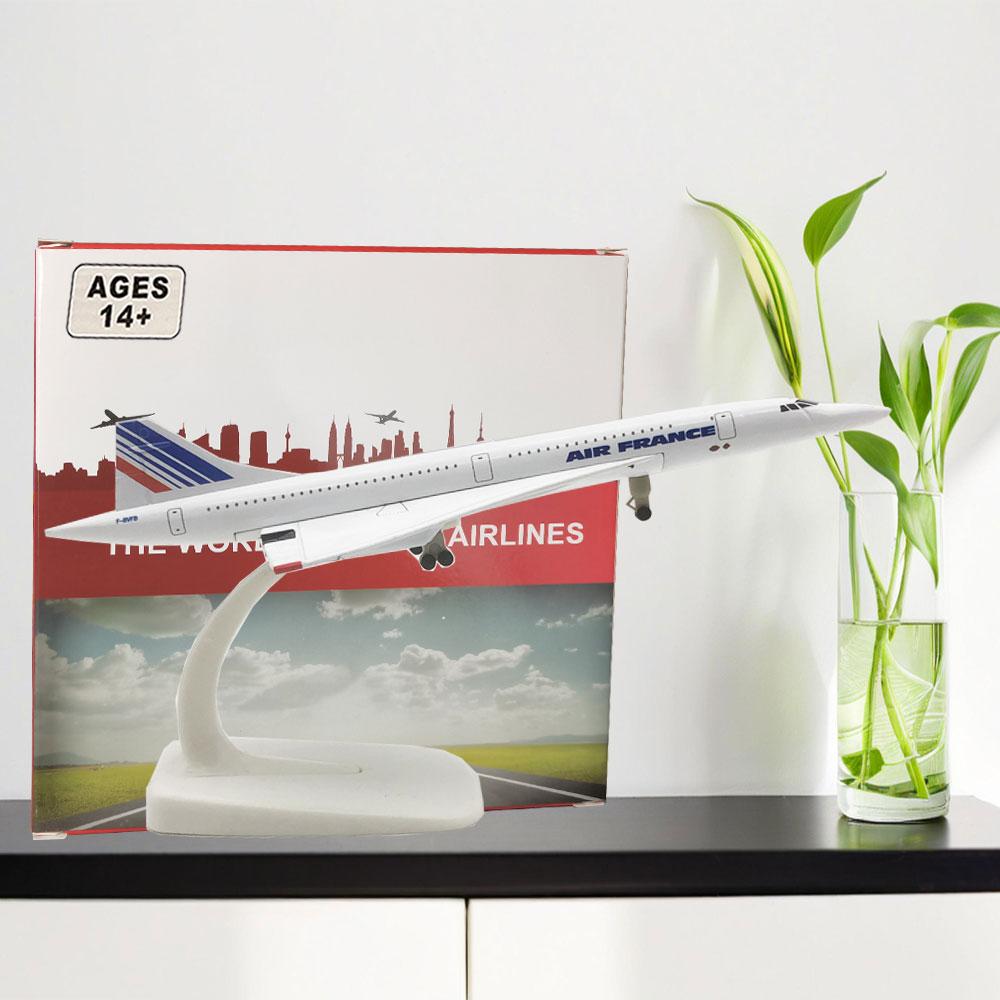 Airplane Models Concorde AIR FRANCE Airlines 20cm Alloy Metal Model Airplane Air W Stand Aircraft Pulley Landing Gear Craft Gift