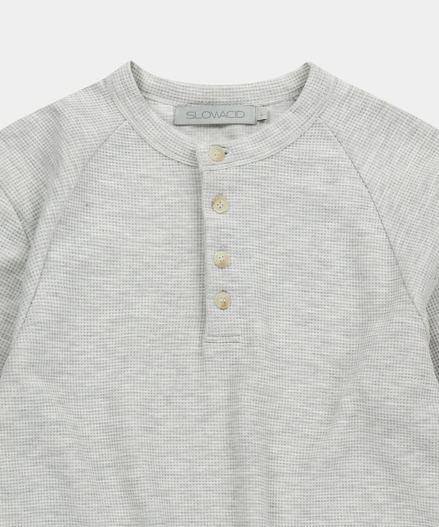 SLOWACID Curved Waffle Henley Neck [Melange Grey]