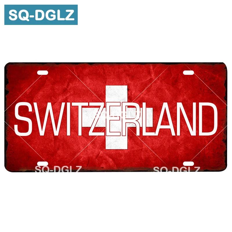 Custom National Flag License Plate Bar Wall Decoration Tin Sign Country Metal Sign Home Decor Painting Plaques Poster