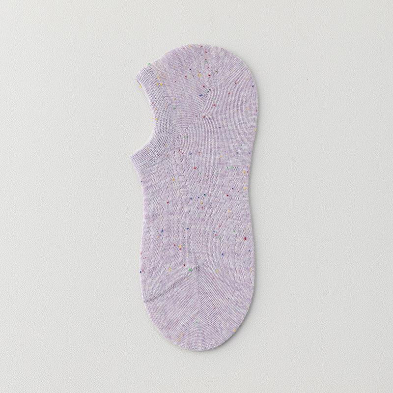 Dot Yarn Women's Spring and Summer Thin Cotton Socks, Shallow-mouthed Invisible Short Socks, Silicone Anti-slip and Non-dropping Heel Socks