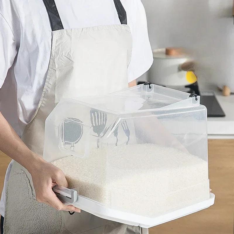 10kg Großraum Reisaufbewahrungsbox Versiegelter Lebensmittelspender Feuchtigkeitsdicht Verdickt Mehl Getreidebehälter Heimküchen-Organizer