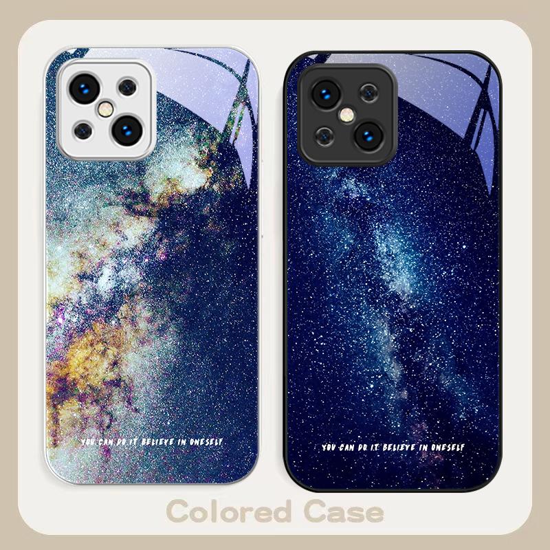Brilliant Starry Sky For Find X5 X3 Lite Reno 6 4Z 5G OPPO A72 79 73 58 A54S OnePlus Nord N200 Tempered Glass Phone Case