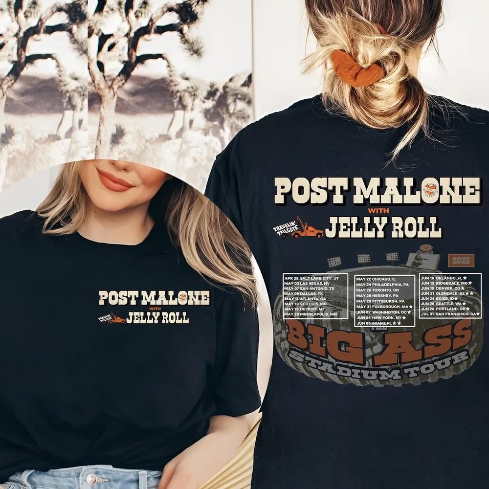 Posty Shirt, Post Malon Jelly Roll Big Ass Stadium Tour Shirt, Posty Tour Merch Unisex T-Shirt S