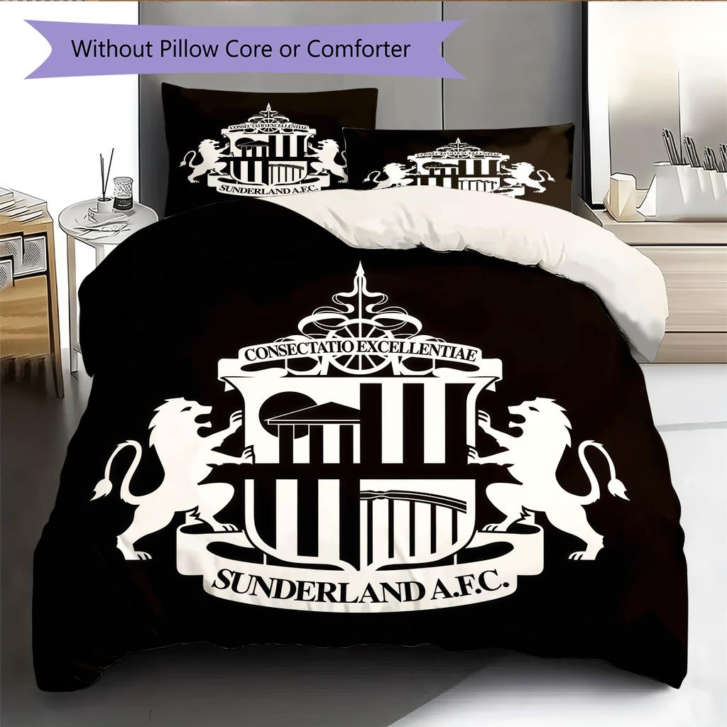 Sunderland AFC Pattern Bedding Home Decoration Birthday Gift (1 * duvet cover + 2 * pillowcase, without core)