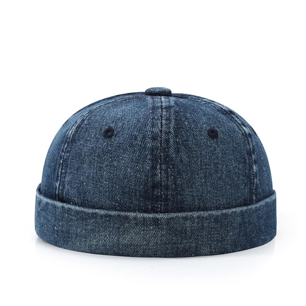 

Fashion Denim Docker Cap Brimless Hat Solid Skullcap Solid Color Sailor Cap Beanie Hats Men Women Bucket Cap Adjustable Dad Hat темно-синий