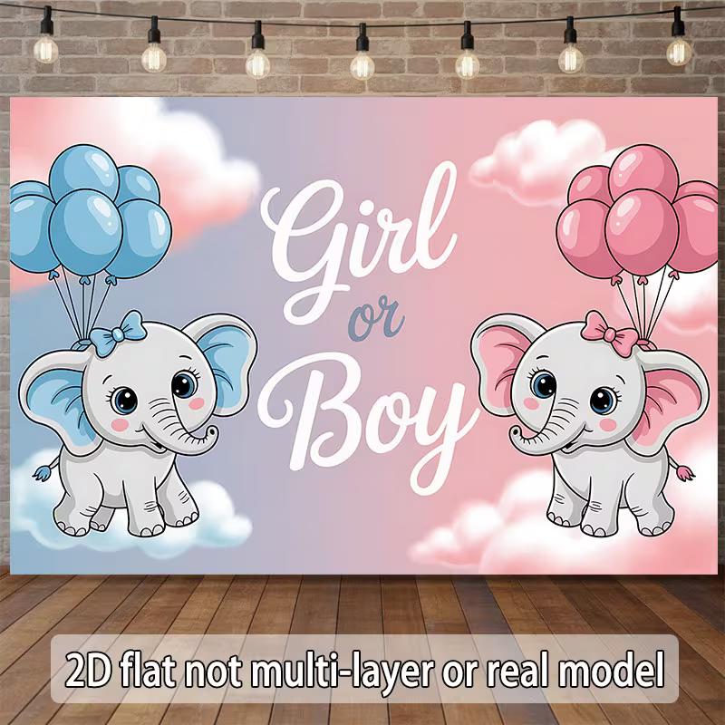 

2D Flat Blue & Pink Baby Elephant Photography Background Cloth 47.2x31.5inch/120*80cm