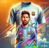 Camiseta Masculina de Verão Infantil Meninos Messi Futebol Manga Curta Casual Esportiva Streetwear Tops Lazer e Exterior