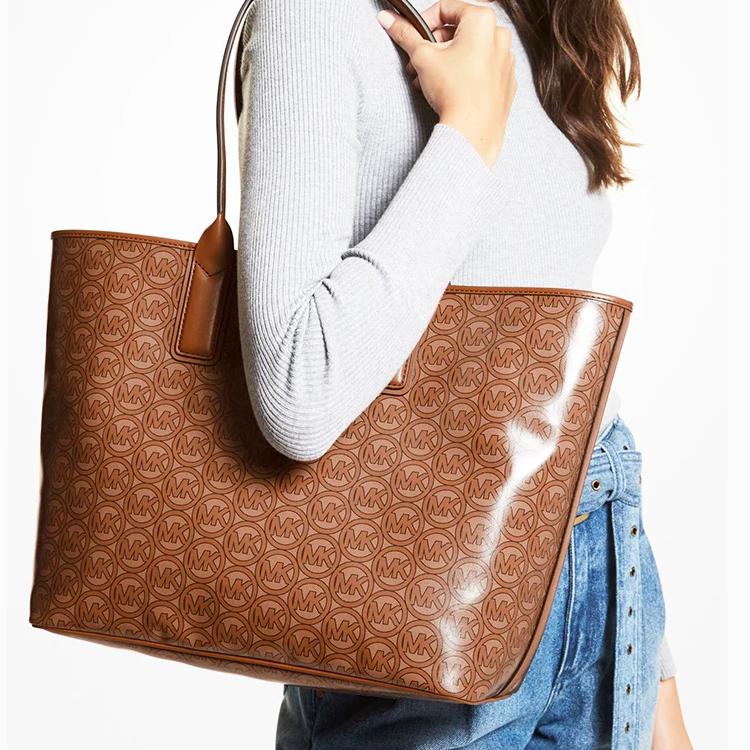 Michael Kors Vintage Logo Print Large Capacity Tote Bag Women Tote Bags Caramel-Brown 35H1T2JT3C-LUGGAGE