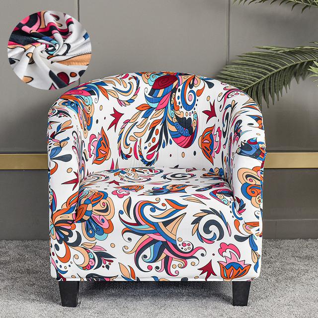Levivel Club Chair Slipcover Stretch Armchair Printed Tub Chair Cover Living Sofa Cover Spandex Couch Cover Designed For Bar Counter Family Room