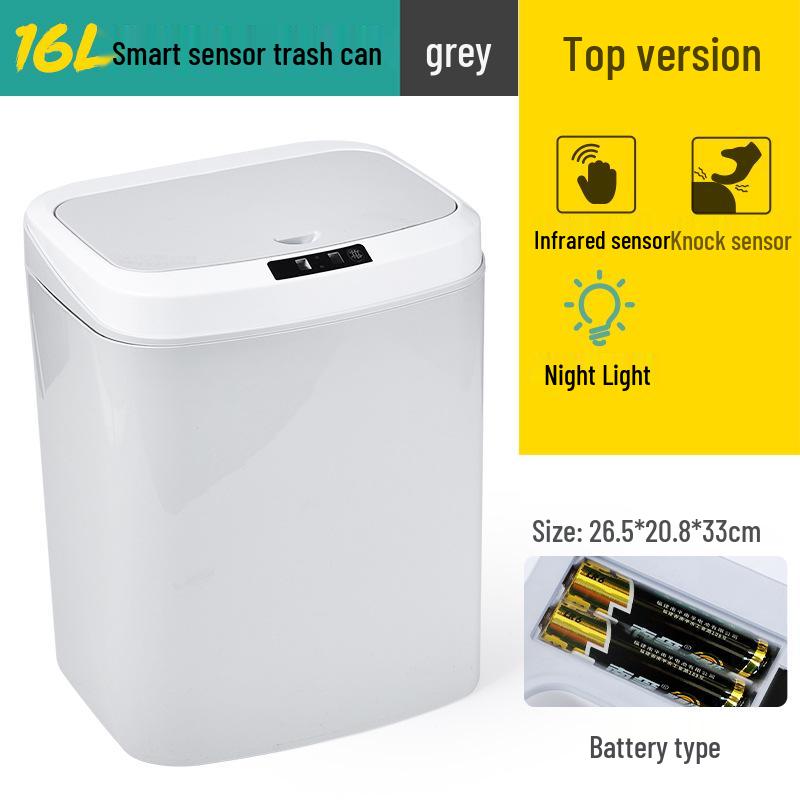 Silent Sensor Trash Can with Lid for Living Room, Bedroom, Bathroom, Kitchen