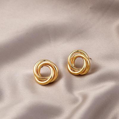 European & American Geometric Twisted Cable Knit Hollow Stud Earrings