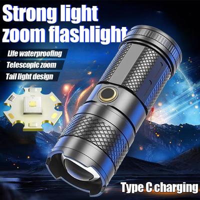 5000LM High Power Led Flashlight Super Bright Spotlight Torch Zoomable Built-in Battery Rechargeable Torch Strong Light Camping Lantren
