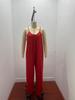 2026 Sommer Damen einfarbiger Jumpsuit mit aufgesetzten Taschen und Trägern - Lockere lässige Passform lange Hosen