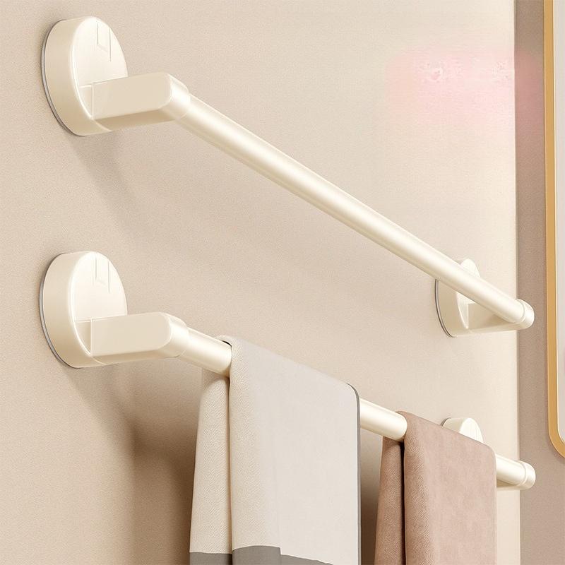 Cream Style Suction Cup Towel Rack Bathroom No Drilling Shower Towel Bar Bath Towel Wall Mounted Storage Rack