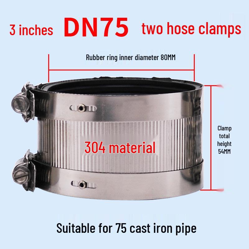 Heavy-Duty Stainless Steel and Cast Iron Flexible Pipe Clamp for Sewer and Drain Pipes