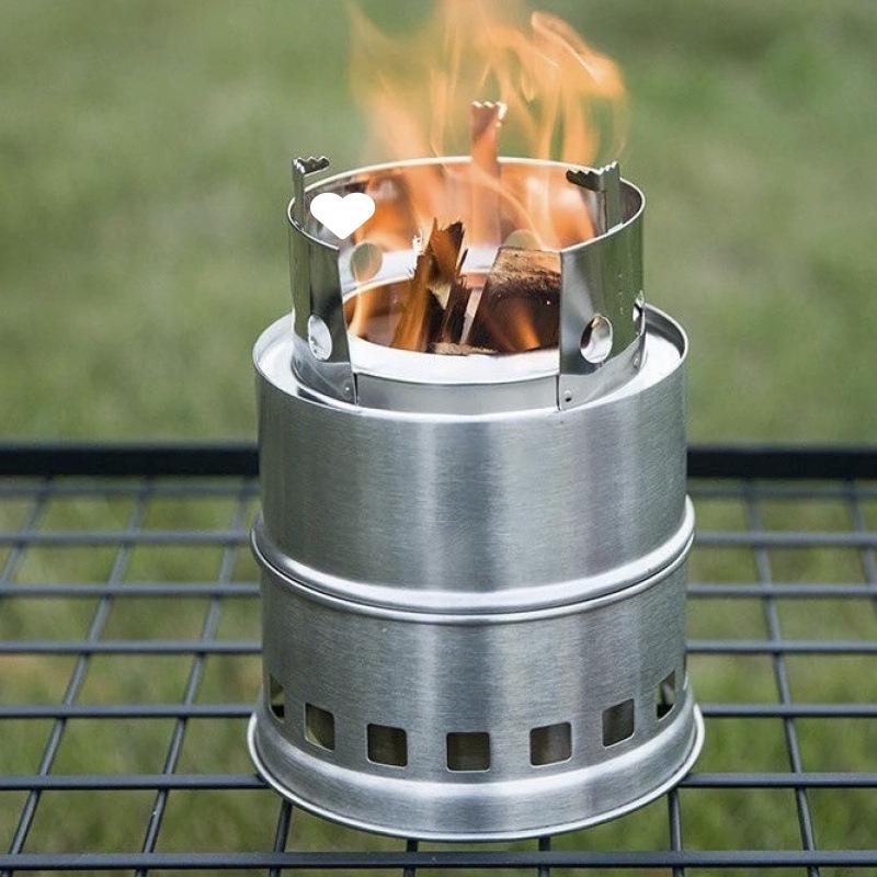 Portable Stainless Steel Folding Camping Stove - Smokeless, Windproof, Compact Outdoor Heater
