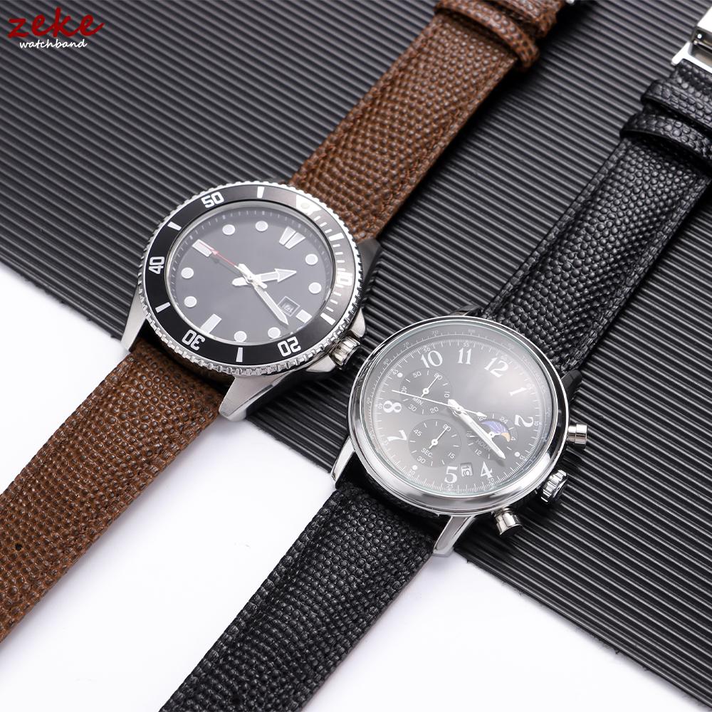 Lizard Print Genuine Leather Watch Band 14mm 16mm 18mm 19mm 20mm 21mm 22mm Replacement Bracelet Belt Butterfly Buckle Wristband