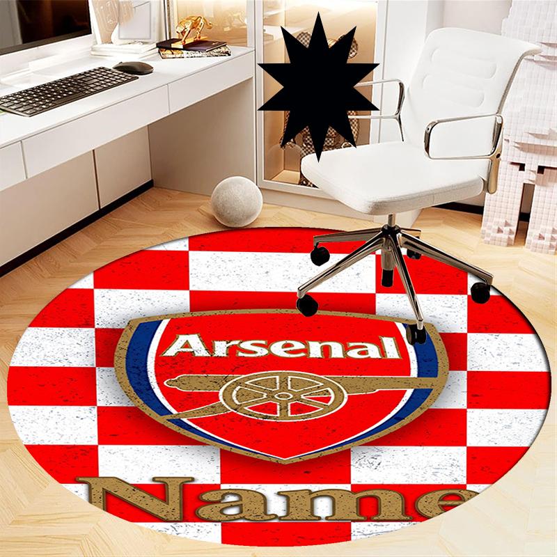 Custom Name Arsenal Football Club Printed Round Rug Carpet Chair Rug Area Rug Entryway Doormats,for Office Chair Living Room Bedroom Kitchen Room.