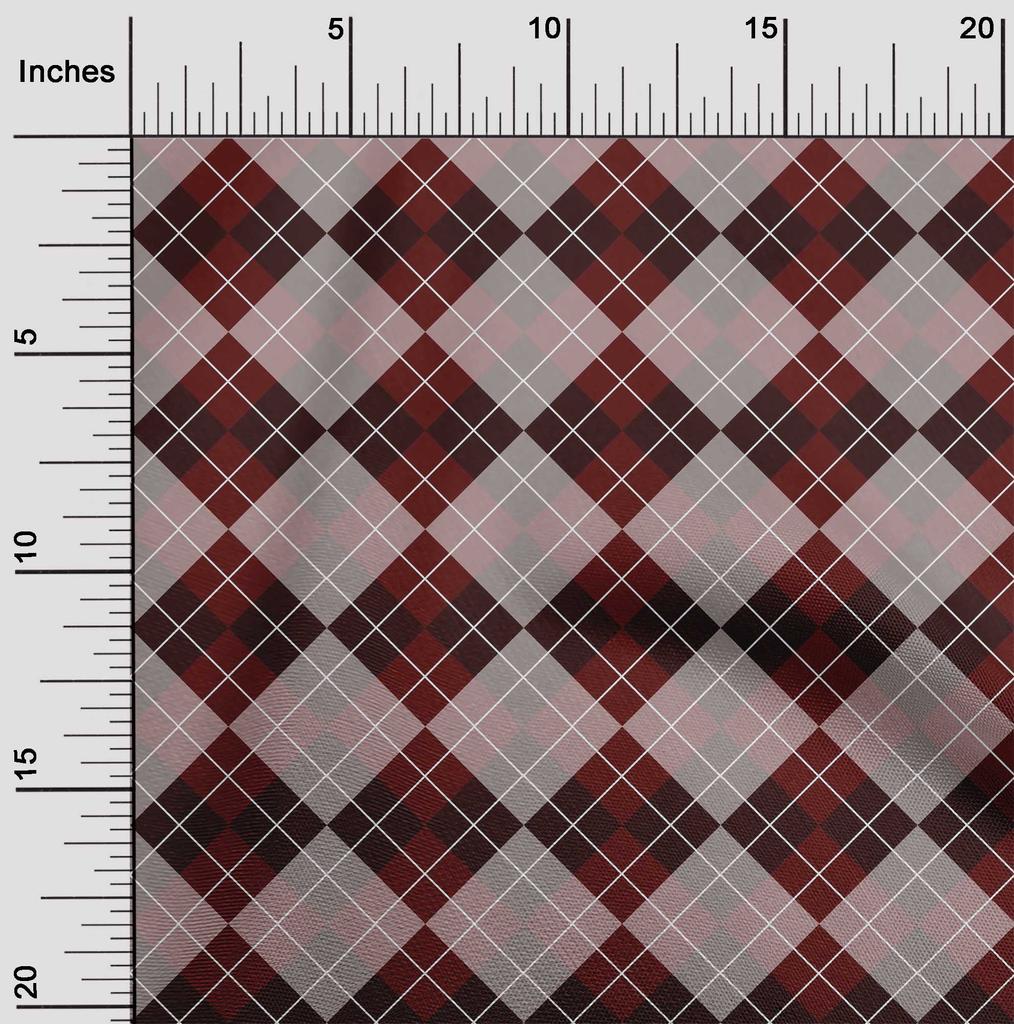 oneOone Cotton Flex Bright Red Fabric Argyle Check Dress Material Fabric Print Fabric By The Yard 40 Inches