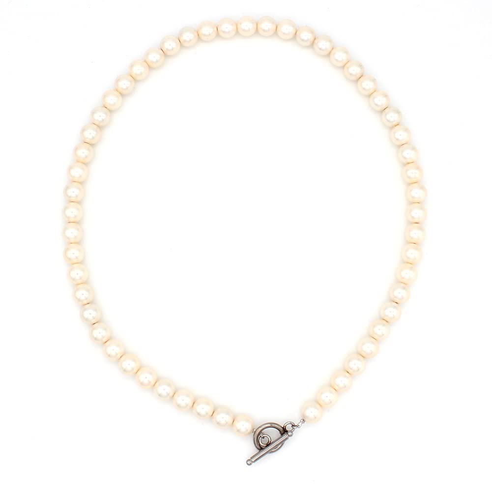 

Shop Made in Japan Genderless Pearl Necklace Shell Pearl Mantel Simple Metal Allergy Friendly jen01 8mm 45cm [Jewelry M] Men s Women s