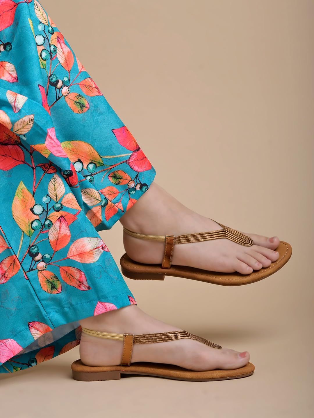 Shoetopia Women S Snd-138 Copper Flat Sandal-5 Kids Uk (Snd-138-Copper)-Eu38 5 UK